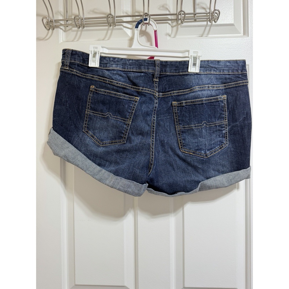Arizona Jeans Co. Juniors 19 Dark Wash Blue Cuffed Denim Shorts 5-Pocket Girls